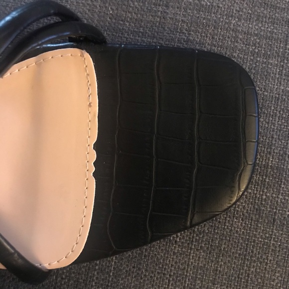 Black Croc Strappy Mule Sandals Chucky Square heel - Picture 4 of 6